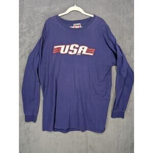 Vintage Adidas Shirt Mens XL Blue Long Sleeve USA Y2K 2004